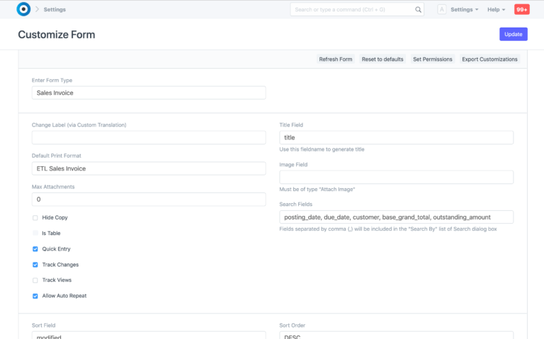 Intra-Financials Customization