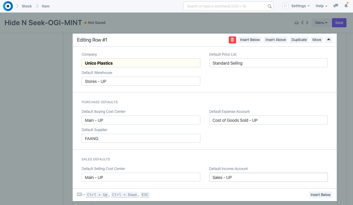 Intra-Wholesale Default Settings