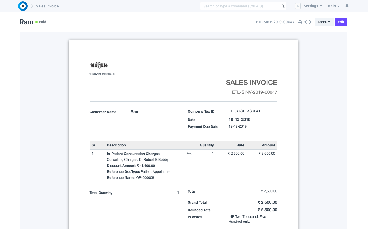 Intra-Health Billing & Pricing